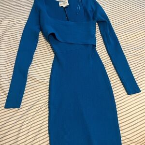 Aritzia Vibrant Blue Long Sleeve Dress
